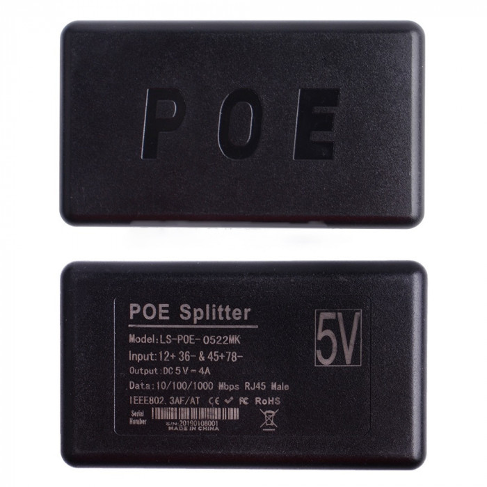 Splitter POE Input 48V, output 5V 4A USB - C, Gigabit, Raspberry Pi (HELIUM)