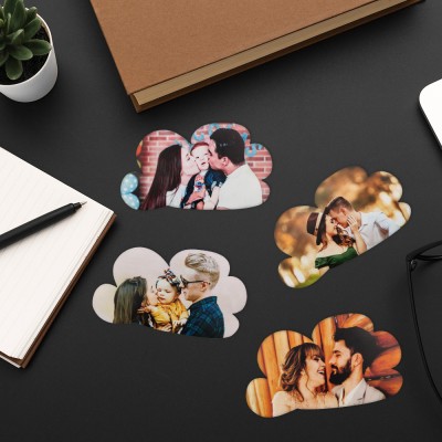 Set 4 Magneti de Frigider Personalizati cu Pozele Tale , Stil Clouds foto