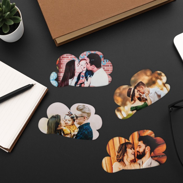 Set 4 Magneti de Frigider Personalizati cu Pozele Tale , Stil Clouds