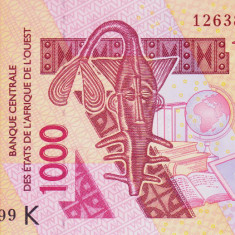 Bancnota Statele Africii de Vest 1.000 Franci 2012 - P715Kj UNC ( Senegal )