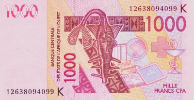 Bancnota Statele Africii de Vest 1.000 Franci 2012 - P715Kj UNC ( Senegal ) foto