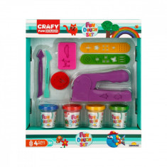 Set de joaca cu 11 piese de design cu plastilina, Crafy, 200 g