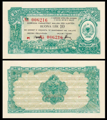 ALBANIA █ bancnota █ 10 Buona Lek █ 1965 █ P-FX26 █ UNC █ necirculata foto