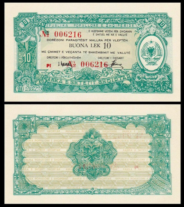 ALBANIA █ bancnota █ 10 Buona Lek █ 1965 █ P-FX26 █ UNC █ necirculata