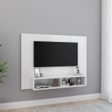Comoda TV de perete, alb extralucios, 120x23,5x90 cm, PAL GartenMobel Dekor, vidaXL