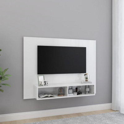 Comoda TV de perete, alb extralucios, 120x23,5x90 cm, PAL GartenMobel Dekor foto