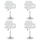 VidaXL Scaune de masă pivotante, 4 buc., alb, piele ecologică
