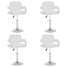 vidaXL Scaune de masă pivotante, 4 buc., alb, piele ecologică