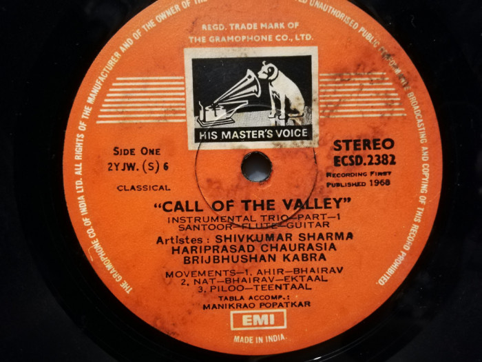 Call Of The Valley &ndash; Instrumental Trio: Shivkumar Sharma (1968/EMI/RFG) - Vinil