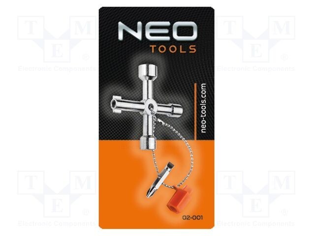 Cheie NEO TOOLS pentru dulapuri de comandă cu adaptor și capete specializate
