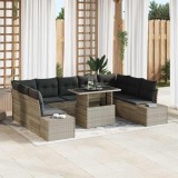 Cumpara ieftin Set de canapele pentru gradina 10 buc. Gri deschis poliratan