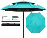 Umbrelă pentru protectie solara, diametru 2.2 m, cu țăruși și husă transport, turcoaz Z-TOOLS, ZTS2371