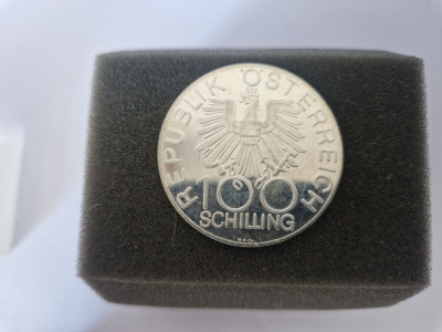 Austria 100 Schilling 1979 Argint 24 grame foto
