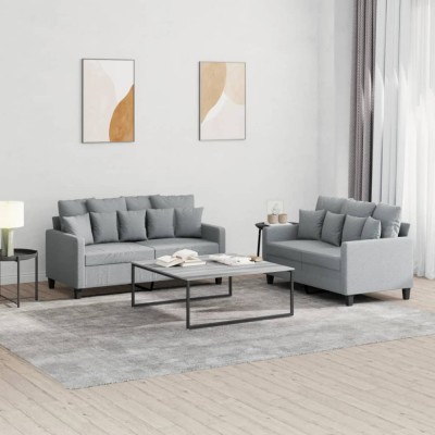 Gossi set de canapele cu perne, 2 piese, gri deschis, textil foto
