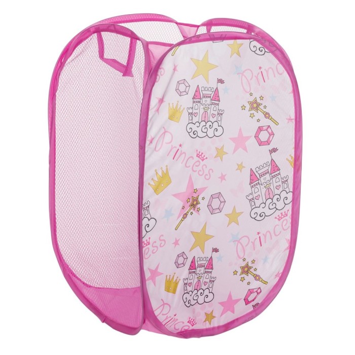 Coș Depozitare Jucării, Princess, Pliabil, Culoare Fucsia, Material Poliester, Dimensiuni 36x36x58cm