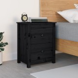 vidaXL Dulap noptieră, negru, 50x35x61,5 cm, lemn masiv de pin