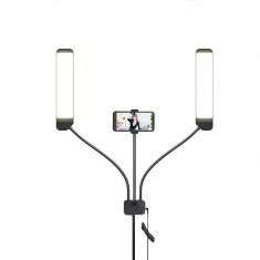 Lampa LED Twin LED cu trei brate flexibile si temperatura de culoare 3000-6500K foto