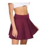 Fustă basic evazată din material elastic pentru femei, fuste mini de patinaj, fustă midi elegantă
