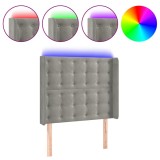 Cumpara ieftin Tablie de pat cu LED, gri deschis, 103x16x118/128 cm, catifea