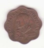 Filipine ( Philippines) 5 sentimos 1979 -Melchora Aquino