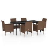 Set de servit masa pentru gradina, 7 piese, maro si negru