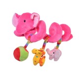 Jucarie Spirala pentru patut copil, Model Elefan, Fucsia, 27 cm, ATU-080814, Multicolor, Oem