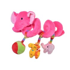 Jucarie Spirala pentru patut copil, Model Elefan, Fucsia, 27 cm, ATU-080814