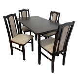 Cumpara ieftin Set masa extensibila lemn masiv, living si bucatarie, DM4 Maxima, blat MDF Furniruit, colturi rotunjite, 120-150x70x76 cm si 4 scaune DM7 Boston, lemn