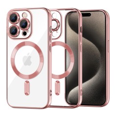 Husa premium iPhone 15 Pro Max Techsuit Luxury Crystal MagSafe, roz foto
