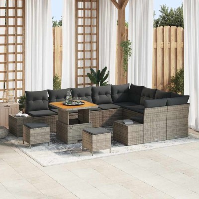 vidaXL Set de canapele pentru grădină 12 pcs Gri deschis și gri &amp;icirc;nchis 3364773 foto
