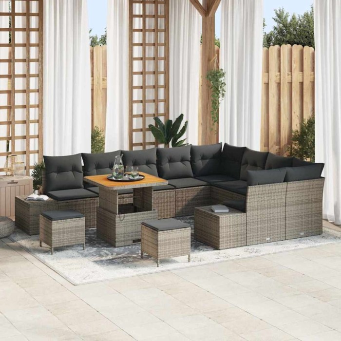 vidaXL Set de canapele pentru grădină 12 pcs Gri deschis și gri &icirc;nchis 3364773