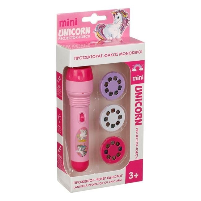 Lanterna Proiector cu Unicorni pentru Copii, 3 Discuri cu Imagini, Mini Unicorn Projector, 3+