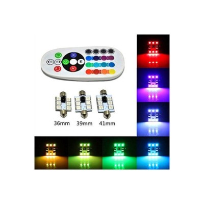 Set 2Becuri Sofit 41mm RGB cu telecomanda 6 LED SMD 5050 RGB 12V foto