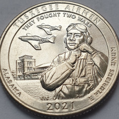Monedă 25 cents / quarter 2021 USA, Alabama, Tuskegee Airmen, unc, litera D