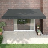 VidaXL Copertină retractabilă, antracit, 4x3 m, textil și aluminiu