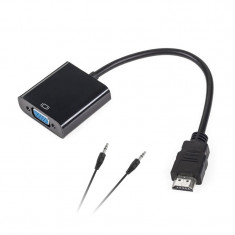 Adaptor HDMI -VGA, iesire audio, jack 3.5 mm foto