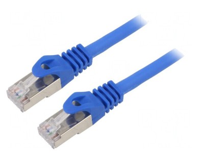 Patch Cord S/FTP Cat6a Cupru Albastru 5m LSZH foto