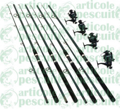 Set 4 Lansete Power 80g-150g Cu 4 Mulinete 6500 Bait Runner foto