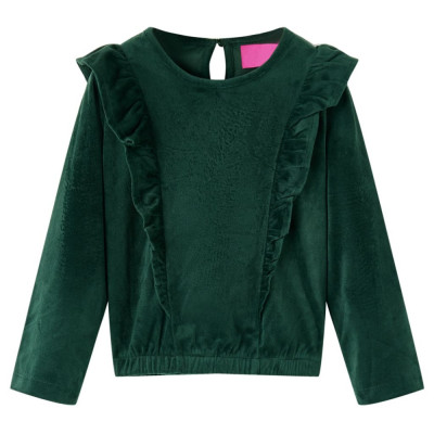 Bluza pentru copii cu volane verde &amp;icirc;nchis 104 GartenMobel Dekor foto