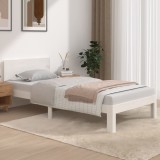 vidaXL Cadru de pat Single 3FT, alb, 90x190 cm, lemn masiv
