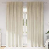 Draperii opace cu bandă superioară, 2 buc., crem, catifea