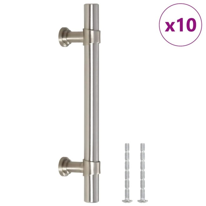 Manere de dulap, 10 buc., argintiu, 96 mm, otel inoxidabil
