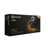 Set 50 Manusi Nitril Mercator GoGrip 2XL Negre, Textura Diamant 3D, Protectie Chimica, Antiderapante, Lucru cu Touchscreen