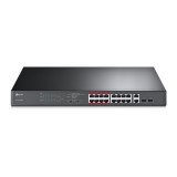 SWITCH TP-LINK 16 porturi 10/100 Mbps POE, 2 porturi 10/100/1000 Mbps, 2 porturi SFP Gigabit, carcasa metalica, rackabil &quot;TL-SL1218MP&quot; (timbru verde 2