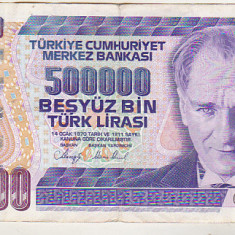 bnk bn Turcia 500000 lire (1993) KM208 circulata
