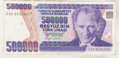 bnk bn Turcia 500000 lire (1993) KM208 circulata foto