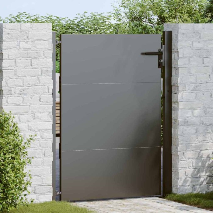 vidaXL Poartă de grădină Negru 105 x 125 cm Oțel vopsit &icirc;n pulbere 42015905