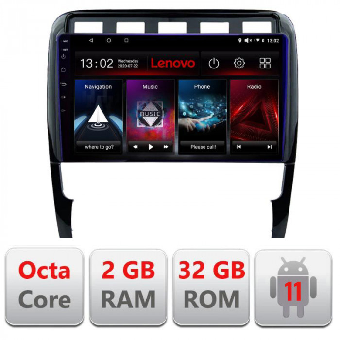 Navigatie dedicata Porsche Cayenne 2002-2011 D-443 Lenovo Octa Core cu Android Radio Bluetooth Internet GPS WIFI DSP 2+32 GB 4G CarStore Technology