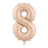 Balon din folie metalizata, flippy, figurina cifra, model 8, tema aniversare 100 cm, ambalaj individual, pai inclus, umflare cu aer sau heliu, crem