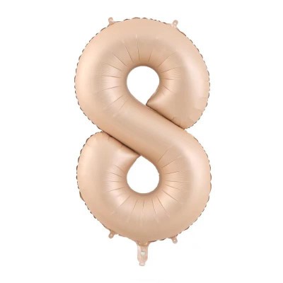 Balon din folie metalizata, flippy, figurina cifra, model 8, tema aniversare 100 cm, ambalaj individual, pai inclus, umflare cu aer sau heliu, crem foto